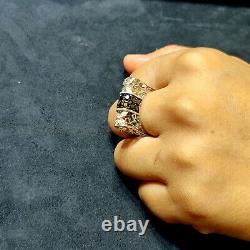 1.29ct White/Black Pave Diamond Sterling Silver Designer Engagement Ring Gift