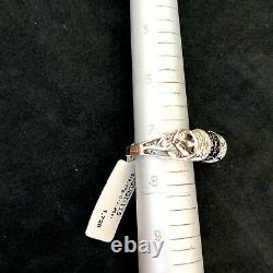 1.29ct White/Black Pave Diamond Sterling Silver Designer Engagement Ring Gift