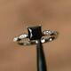 1.50 Ct Princess Black Diamond Solitaire Ring Christmas Gift 14k White Gold Over
