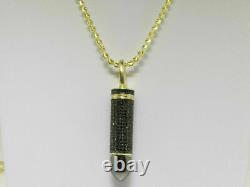 1.50 Ct Round Cut Black Simulated Diamond Bullet Pendant Gift Yellow Gold plated
