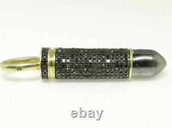 1.50 Ct Round Cut Black Simulated Diamond Bullet Pendant Gift Yellow Gold plated