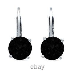 1 ct Round Cut Natural Onyx Drop Dangle Gift Earrings Real Solid 14k White Gold