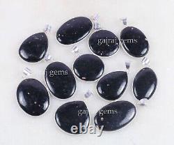100 PCs Natural Black Nuummite Gemstone Silver Plated Pendant Jewelry For Gift