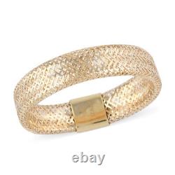 10K Yellow Gold Italian Mesh Omega Band Stretch Promise Ring Size 7-12