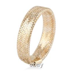 10K Yellow Gold Italian Mesh Omega Band Stretch Promise Ring Size 7-12