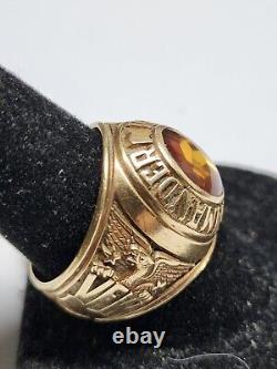 10K Yellow Gold & Simulated Citrine Past Post Commander VFW Ring by Balfour
