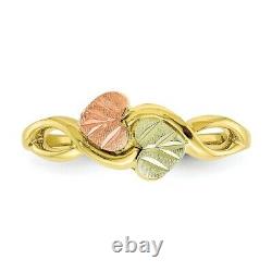 10k Tri Color Black Hills Gold Band Ring Flower Leaf Fine Jewelry Women Gifts