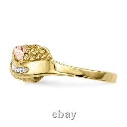 10k Tri Color Black Hills Gold Diamond Band Ring Flower Leaf Fine Jewelry Women