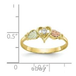 10k Tri Color Black Hills Gold Diamond Heart Band Ring Love Fine Jewelry Women