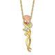 10k Tri Color Black Hills Gold Diamond Rose Chain Necklace Pendant Charm Flower