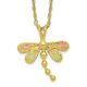 10k Tri Color Black Hills Gold Dragonfly Chain Necklace Pendant Charm Insect
