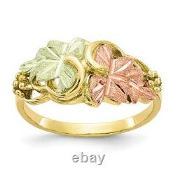 10k Tri Color Black Hills Gold Flower Band Ring Leaf Fine Jewelry Women Gifts