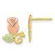 10k Tri Color Black Hills Gold Rose Post Stud Earrings Ball Button Leaf Fine