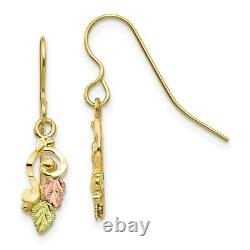 10k Tri Color Black Hills Gold Shepherd Hook Drop Dangle Chandelier Earrings
