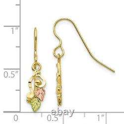 10k Tri Color Black Hills Gold Shepherd Hook Drop Dangle Chandelier Earrings