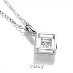 13CT Princess Moissanite Halo Pendant Women's 925 Sterling Silver Necklace Gift