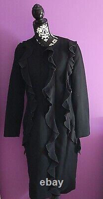 $1425 New Amelia Toro black wool coat sz 8 ruffle mother day gift