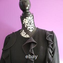 $1425 New Amelia Toro black wool coat sz 8 ruffle mother day gift