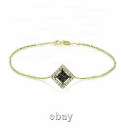 14K Gold 0.25 Ct. Genuine White And Black Diamond Charm Bracelet Halloween Gift