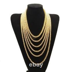 14K Gold 1Row Moissanite Chokers Necklace Tennis Chain Jewelry Hip Hop Gift