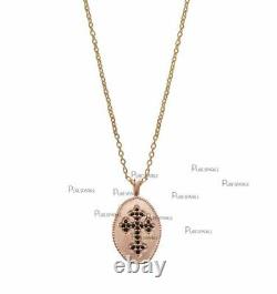 14K Gold Black Diamond Crucifix Cross Pendant Necklace Christmas Gift