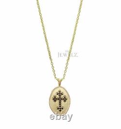 14K Gold Black VS/F-G Diamond Crucifix Cross Pendant Necklace Christmas Gift