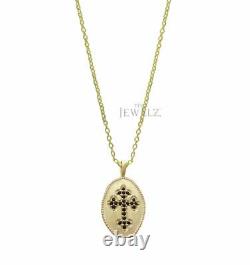 14K Gold Genuine Black Diamond Crucifix Cross Pendant Necklace Christmas Gift