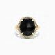 14k Gold Genuine Diamond And Black Onyx Halo Ring Thanksgiving Gift For Her
