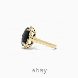 14K Gold Genuine Diamond and Black Onyx Halo Ring Thanksgiving Gift For Her
