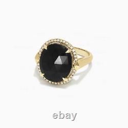 14K Gold Genuine Diamond and Black Onyx Halo Ring Thanksgiving Gift For Her