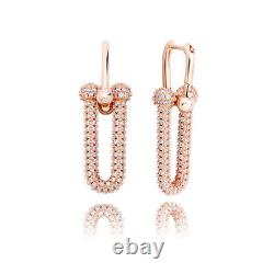 14K Gold U-shaped Moissanite Hoop Earrings Womens Eardrop Jewelry Hip Hop Gift