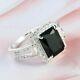 14k White Gold Over 2.80ct Radiant Cut Black Diamond Beautiful Ring Gift For Her