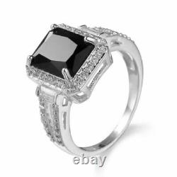 14K White Gold Over 2.80CT Radiant Cut Black Diamond Beautiful Ring Gift For Her