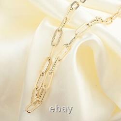 14K Yellow Gold Glitter Diamond Cut Paper Clip Necklace Size 18-20 4.80 Grams