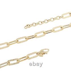 14K Yellow Gold Glitter Diamond Cut Paper Clip Necklace Size 18-20 4.80 Grams