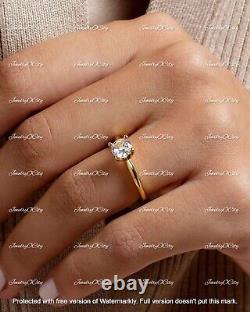 14K Yellow Gold Over 1CT Round Cut White Natural Moissanite Engagement Ring Gift
