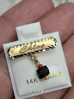 14k Solid Gold Azabache Baby Pin Customize your Name for Example Annalise