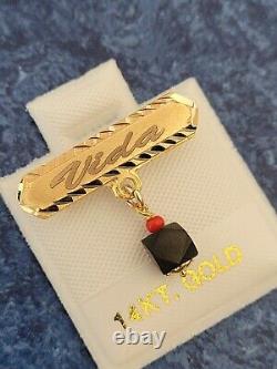 14k Solid Gold Azabache Baby Pin Customize your Name for Example Annalise