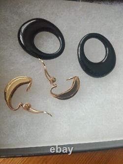 14k Solid Yellow Gold Black Onyx Clip On Earrings Xmas Gift Interchangeable