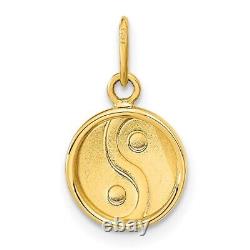 14k Yellow Gold Black/white Enamel Yin Yang Pendant Charm Necklace Peace