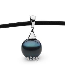 15mm Tahitian Black Pearl Pendant 18k White Gold anniversary Gift PacificPearls