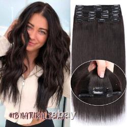 180G THICK Double Weft Clip In Real Human Hair Extensions Full Head Xmas Gift US
