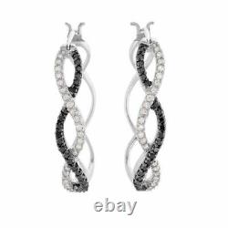 1ct Black Lab-Created Diamond Infinity Drop Earrings Women Gift 14k White Gold