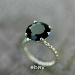 2.00Ct Round Cut Black Onyx Solitaire Engagement Gift Ring 14K White Gold Finish