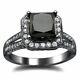 2.44 Ct Black Princess Diamond Silver Ring Lab Created Christmas Gift @