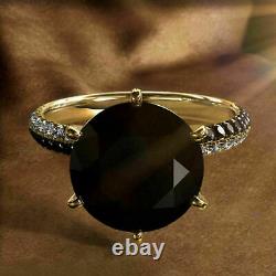 2.50Ct Round Cut Black Diamond Solitaire Engagement Ring 14K Yellow Gold Finish