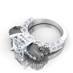 2.80 Ct Princess Diamond Engagement Wedding Ring Black Skull Ring Men Women Gift