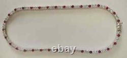 20Ct Simulated Ruby & Diamond Women's Tennis Necklace Gold Plated 925 Silver