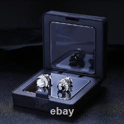2Ct Black White Moissanite Moon Stud Earrings 925 Sterling Silver For Woman Gift