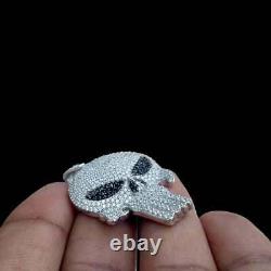 2Ct Black & White Sim Diamond Mens Skull Pendant Free Gift Stud Christmas Silver